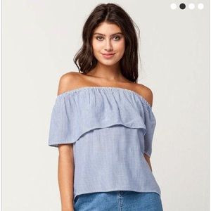 NWT- IVY & MAIN Striped Off The Shoulder Top